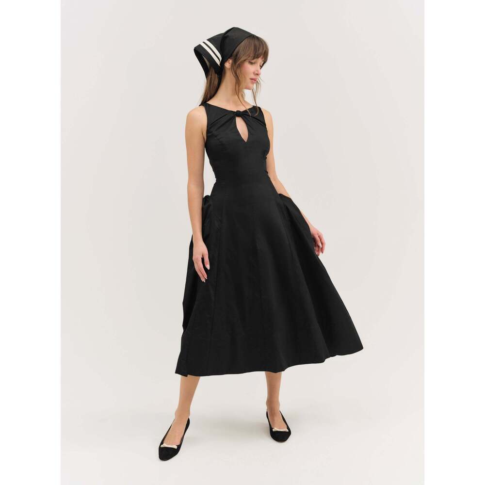 For Love & Lemons Evanie Structured Midi Dress M / Black